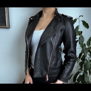♥️SOLD Armani Exhange Black Blouson Leather Jacket